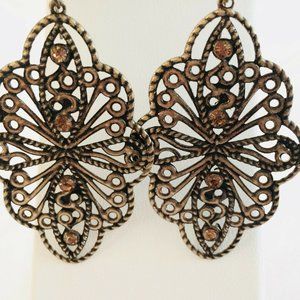 Pierced Earrings Filigree Lightwt Bronze Color A30